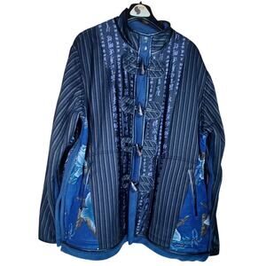 VTG Koos Of Course Womens 1X Chinese Script Reversible Coat Silk Overlay Artsy